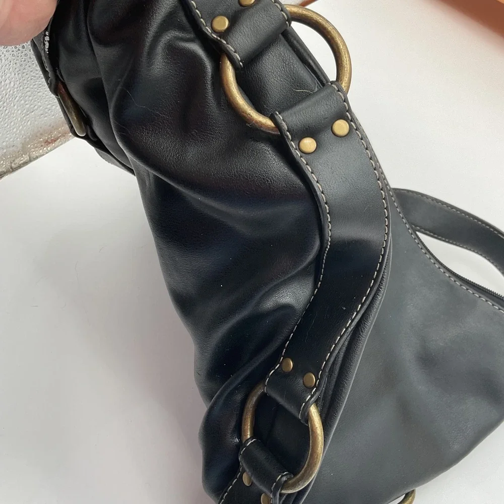 Nine West Black Hobo Bag Shoulder Bag with Bronze‎ Rings